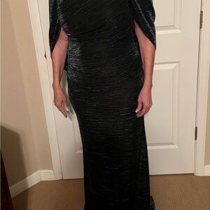 Elegant Dark Green and Silver Evening Gown